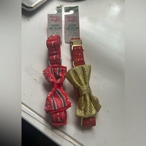 NWT Set Of Two Merry and Bright Festive Dog Collar Size M